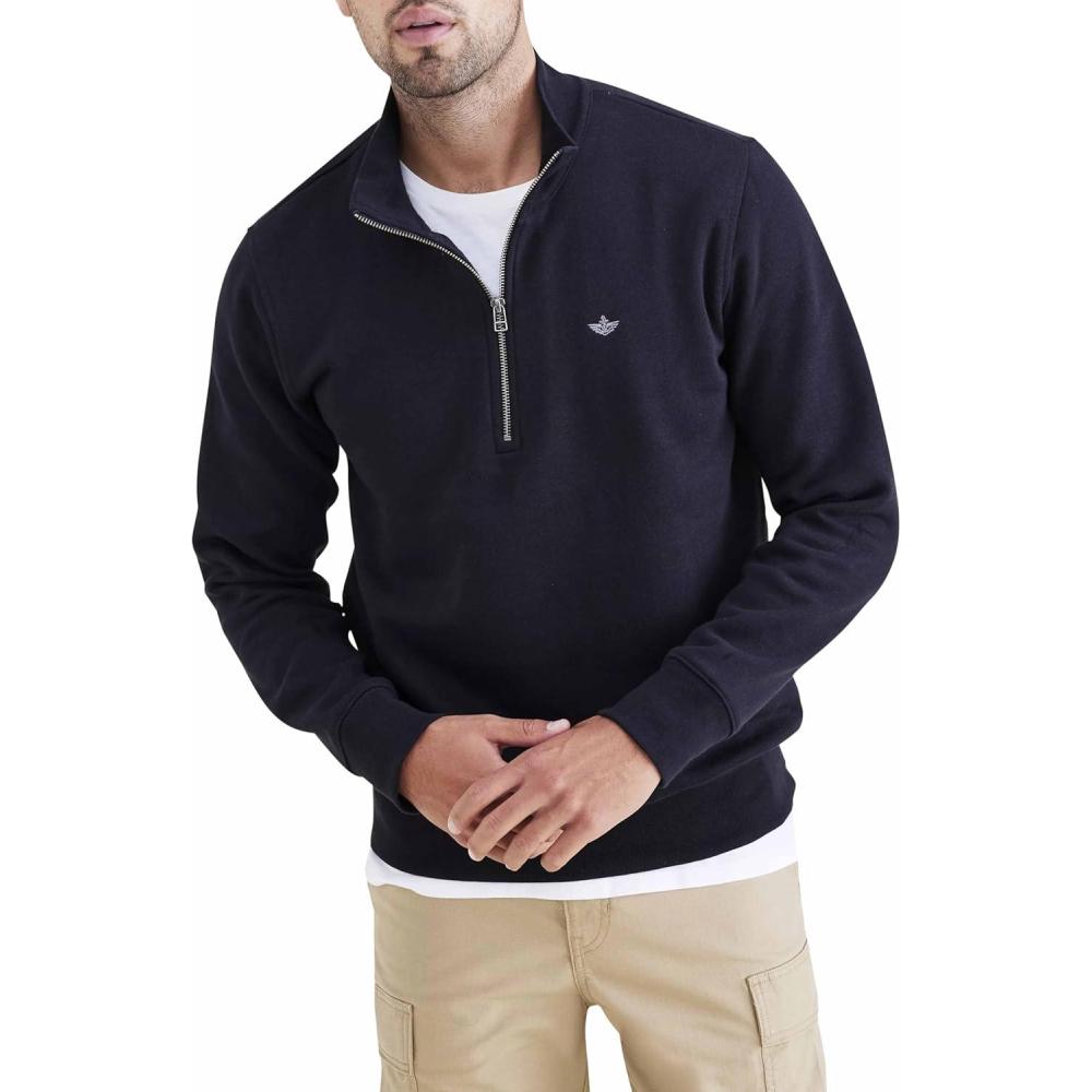 imageDockers Mens Regular Fit Long Sleeve 14 Zip Fleece SweatshirtBeautiful Black