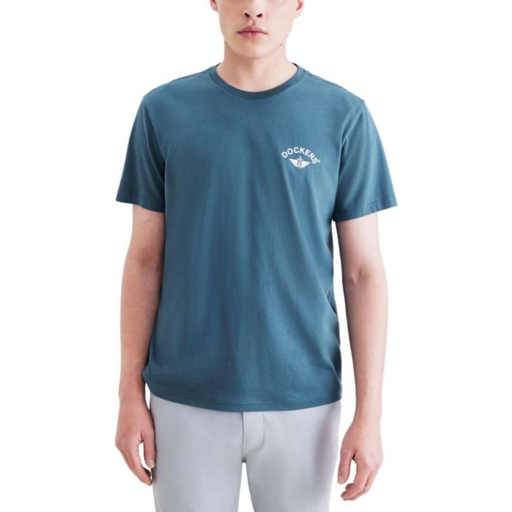 imageDockers Mens Slim Fit Short Sleeve Graphic Tee ShirtBlue Fusion Logo