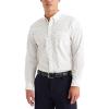 Dockers Men’s Classic Fit Long Sleeve Signature Iron Free Shirt with Stain Defender(Lucent White – Ferry Print)