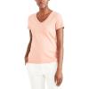 DOCKERS Women’s Slim Fit Short Sleeve Favorite V-Neck Tee Shirt(Rose Dawn)