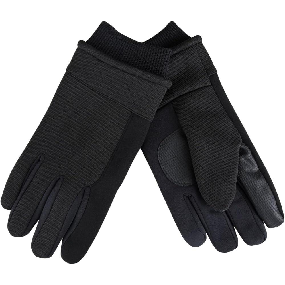 imageDockers Mens Warm Fabric Winter Gloves with Smartphone Touchscreen CapabilityBlack Sport