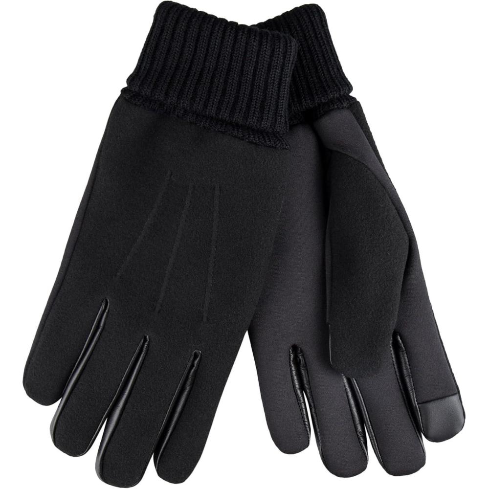 imageDockers Mens Warm Fabric Winter Gloves with Smartphone Touchscreen CapabilityBlack Wool