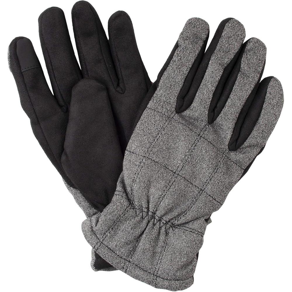imageDockers Mens Warm Fabric Winter Gloves with Smartphone Touchscreen CapabilityLight Charcoal Quilted
