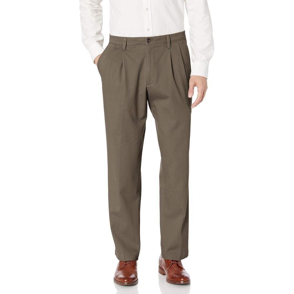 imageDockers Mens Classic Fit Easy Khaki Pants  Pleated Standard and Big ampamp TallDark Pebble