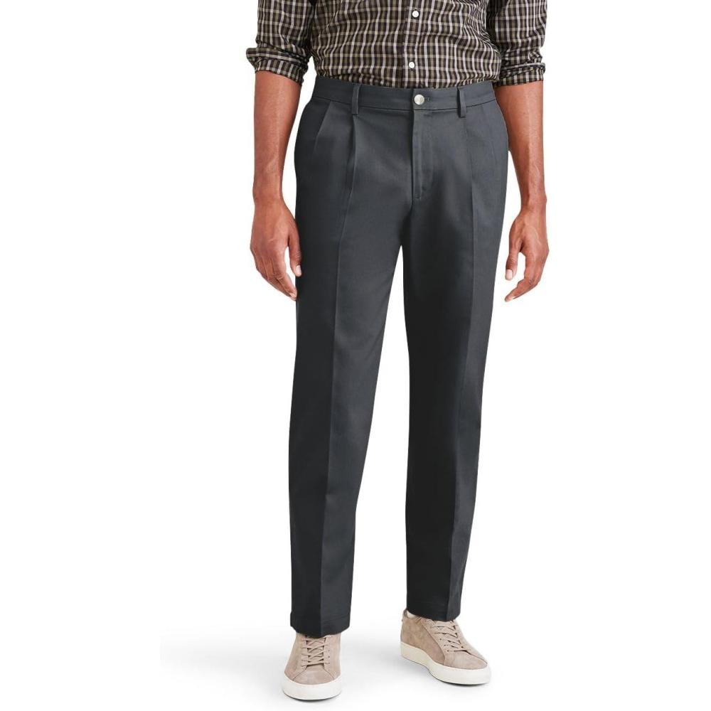 imageClassic Fit Signature Iron Free Khaki with Stain Defender Pants  Pleated Regular and Big ampamp TallCharcoal Heather