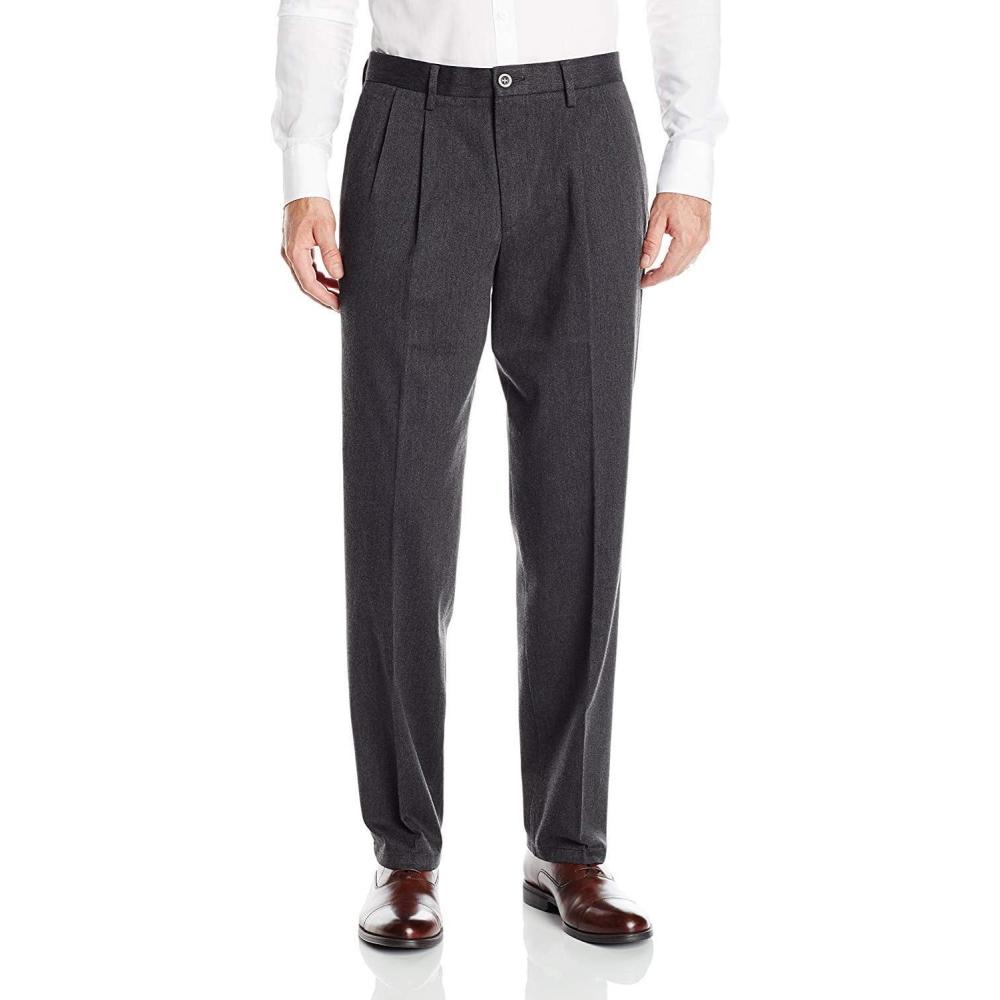imageDockers Mens Classic Fit Signature Lux Cotton Stretch PantsPleated Regular and Big ampamp TallCharcoal Heather