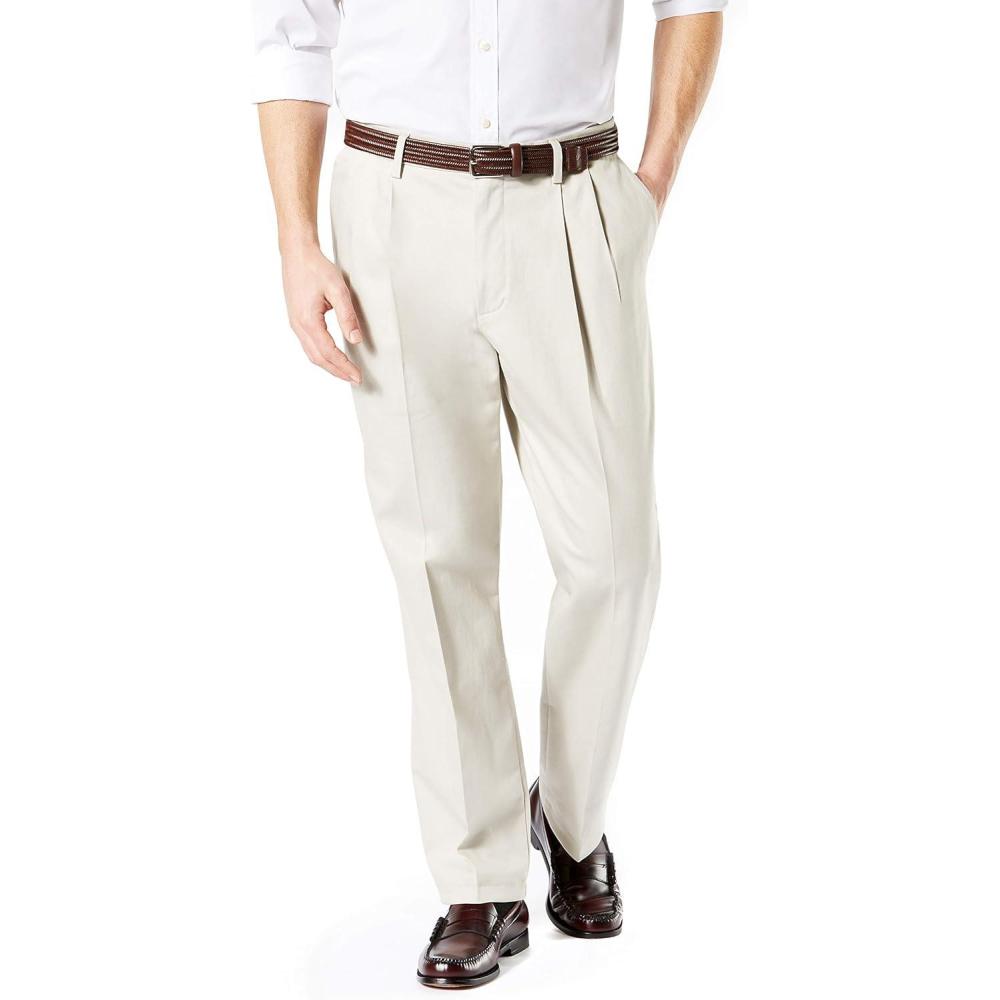 imageDockers Mens Classic Fit Signature Lux Cotton Stretch PantsPleated Regular and Big ampamp TallCloud