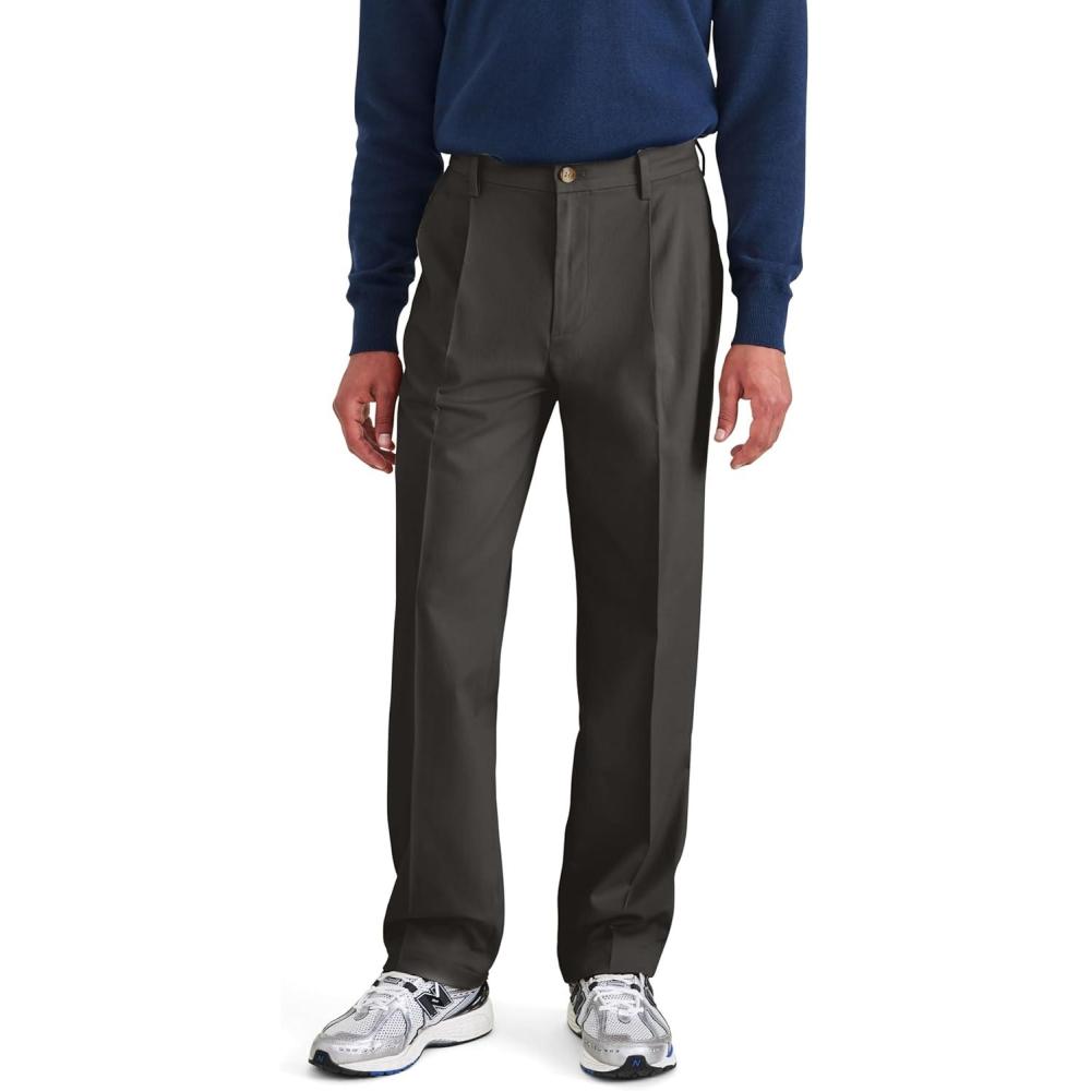 imageDockers Mens Signature Khaki Relaxed Fit Iron Free with Stain Defender PantsPleatedSteelhead