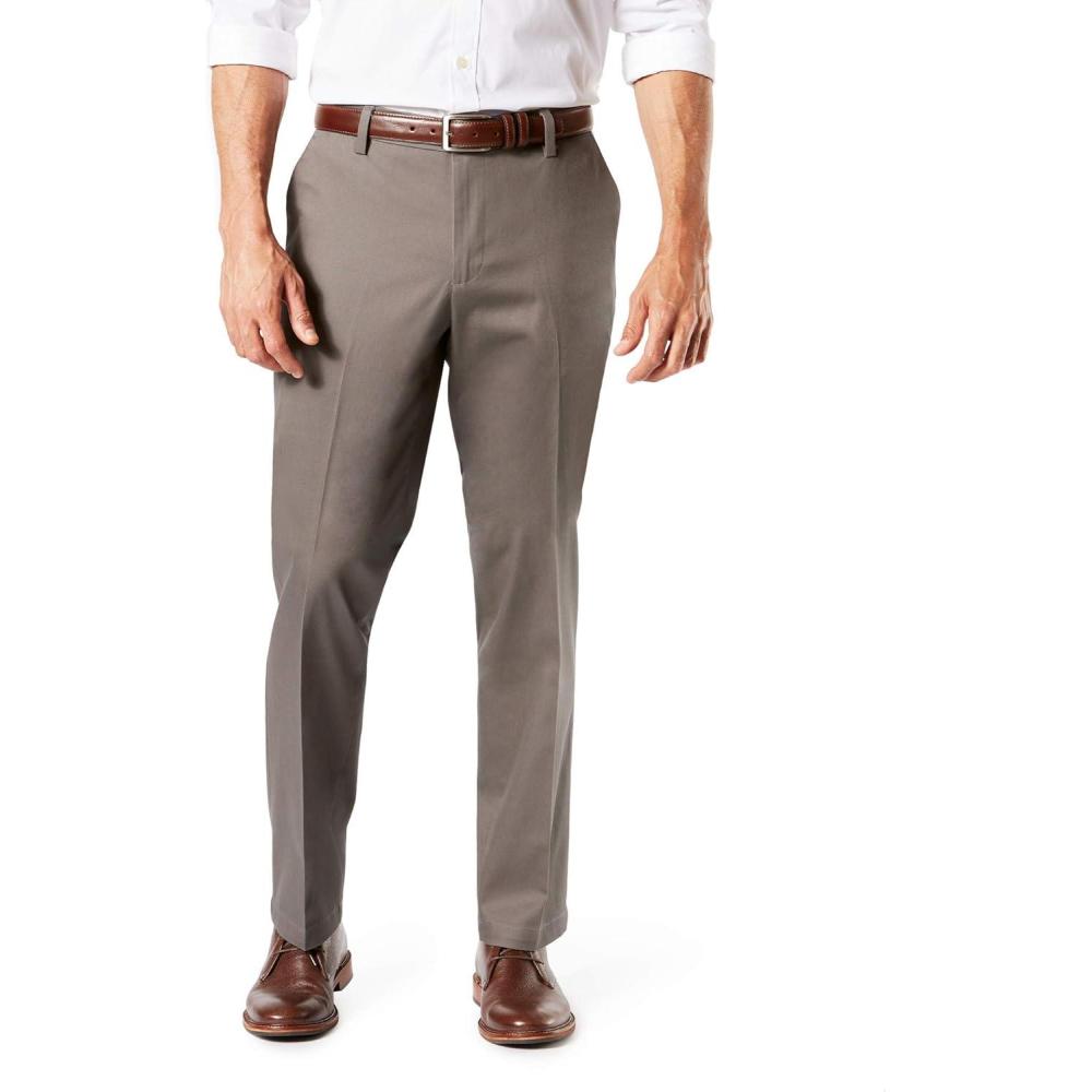 imageDockers Mens Straight Fit Signature Lux Cotton Stretch Khaki PantCreasedDark Pebble