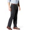 Dockers Men’s Classic Fit Signature Lux Cotton Stretch Pants-Pleated (Regular and Big & Tall)(Charcoal Heather)