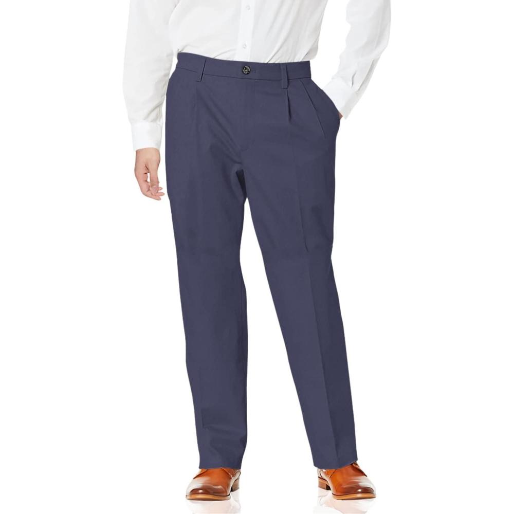 imageDockers Mens Relaxed Fit Comfort Khaki Pants  PleatedDockers Navy