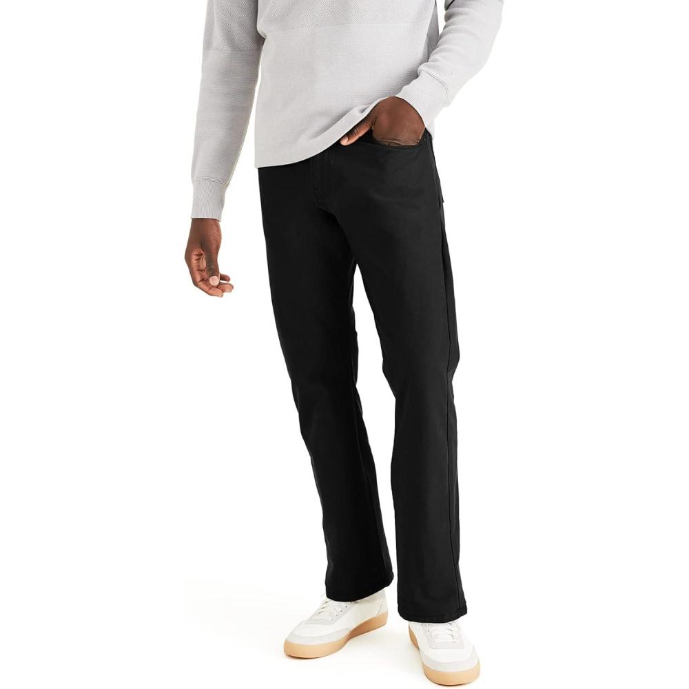 imageDOCKERS Mens Comfort Trouser Straight Fit Smart 360 Knit PantsMineral Black Waterless