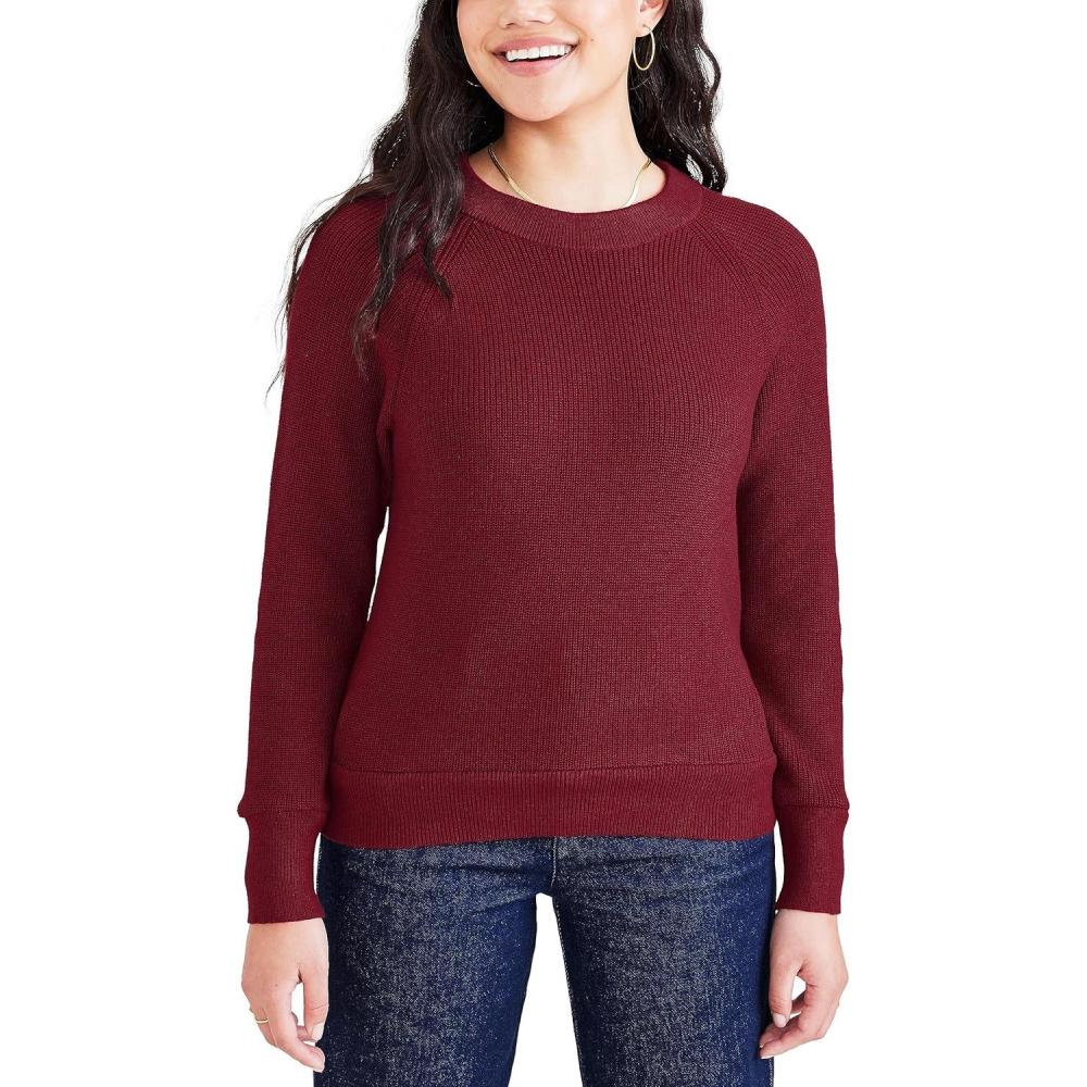 imageDOCKERS womens Womens Crewneck Sweater Regular FitTibetan Red