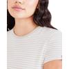 Dockers Women’s Slim Fit Cotton Slub Jersey Favorite Crew T-Shirt(Sahara Khaki Stripe)