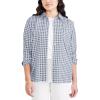 DOCKERS Womens Regular Favorite Long Sleeve Collared Shirt(Port Blue Fusion – Plaid (Twill))