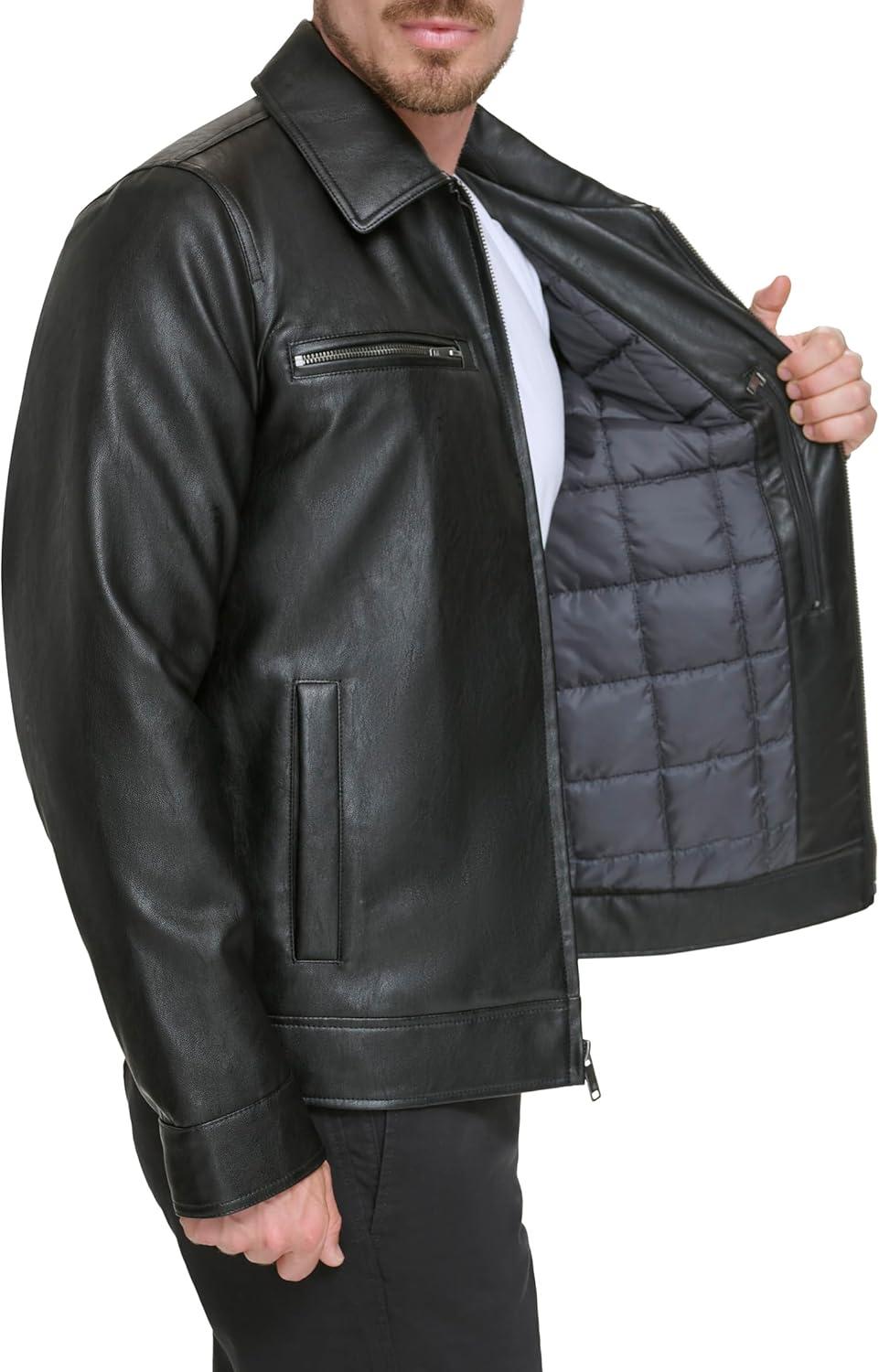 imageDOCKERS mens James Faux Leather JacketBlack Modern Zip