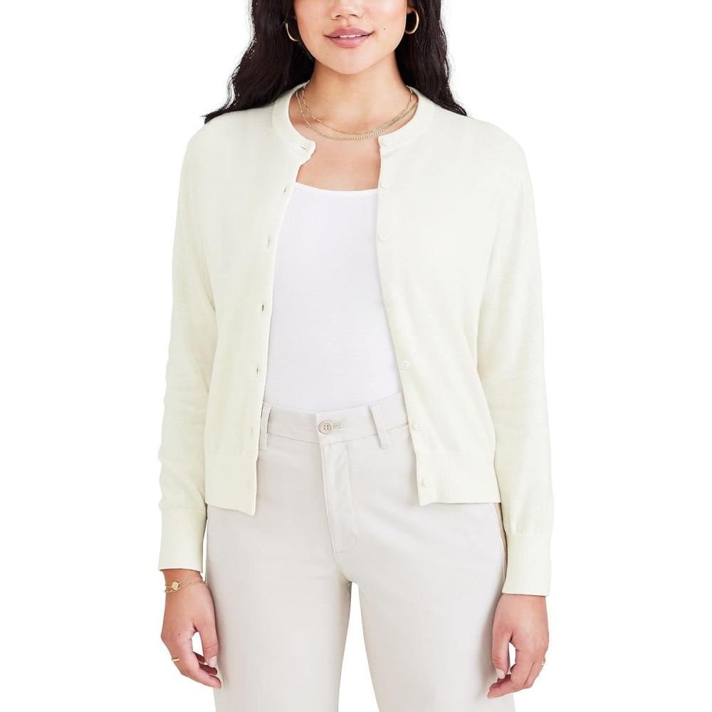 imageDOCKERS Mens Regular Fit Long Sleeve Cardigan SweaterEgret