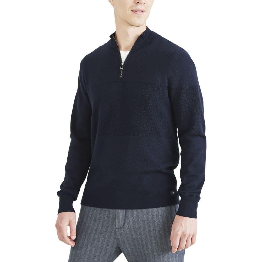 imageDockers Mens Regular Fit Long Sleeve Quarter Zip SweaterNavy Blazer