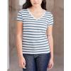 DOCKERS Women’s Slim Fit Short Sleeve Favorite V-Neck Tee Shirt(Blue Fusion Stripe)