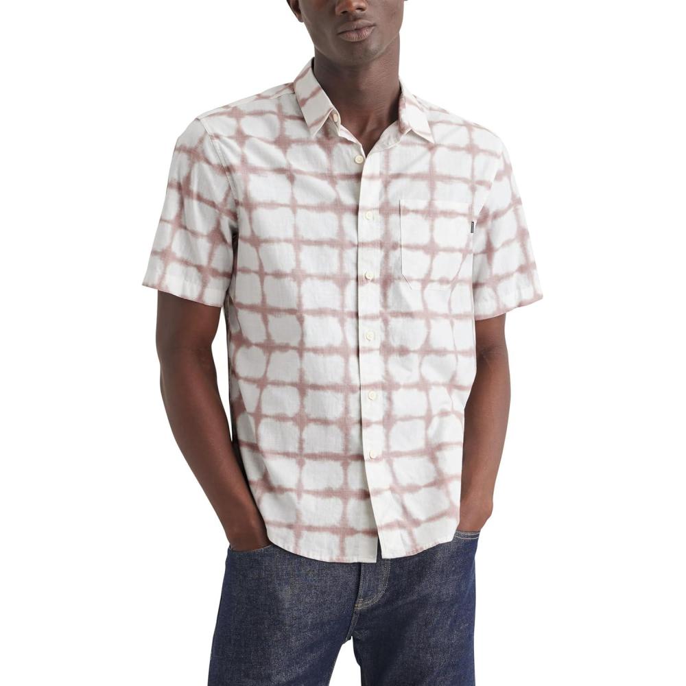 imageDOCKERS Mens Regular Fit Short Sleeve Casual Shirt Standard and Big ampamp TallPink Afterglow Fawn