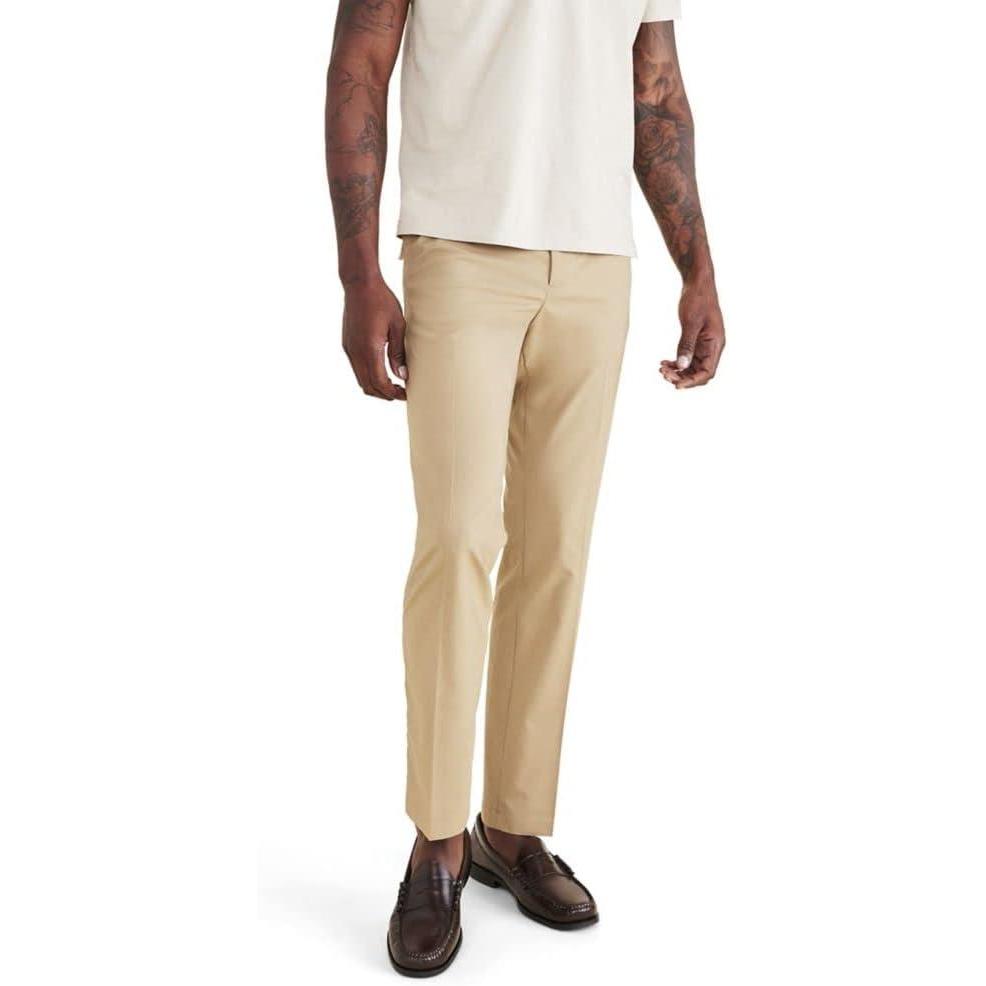 imageDOCKERS Mens Signature Go Slim Fit Khaki Smart 360 Tech PantsHarvest Gold