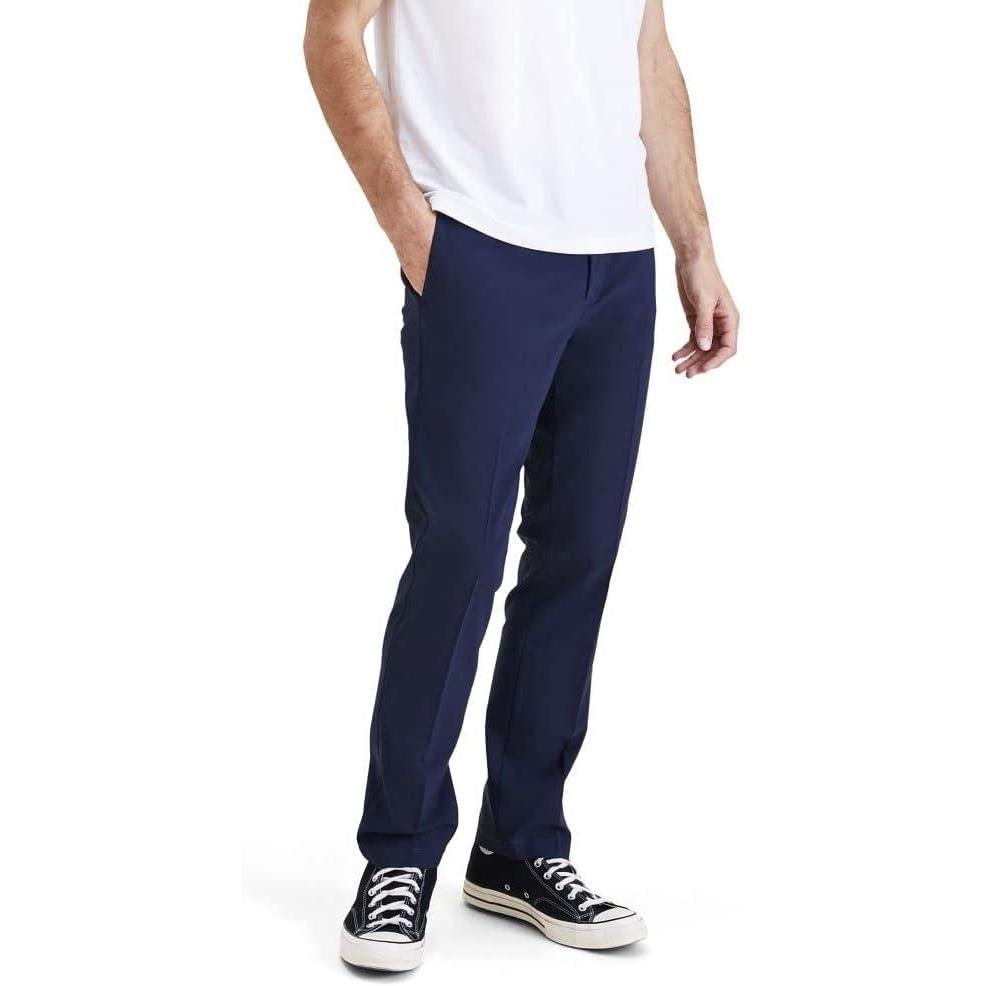 imageDOCKERS Mens Signature Go Slim Fit Khaki Smart 360 Tech PantsNavy Blazer