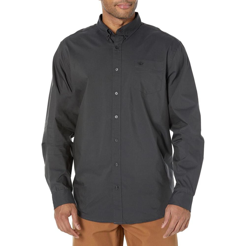 imageDockers Mens Classic Fit Long Sleeve Signature Comfort Flex Shirt Standard and Big ampamp TallSteelhead
