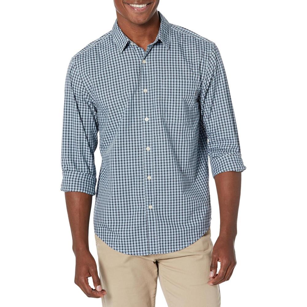 imageDockers Mens Regular Fit Long Sleeve Casual Shirt Regular and Big ampamp TallBlue Bell Gingham