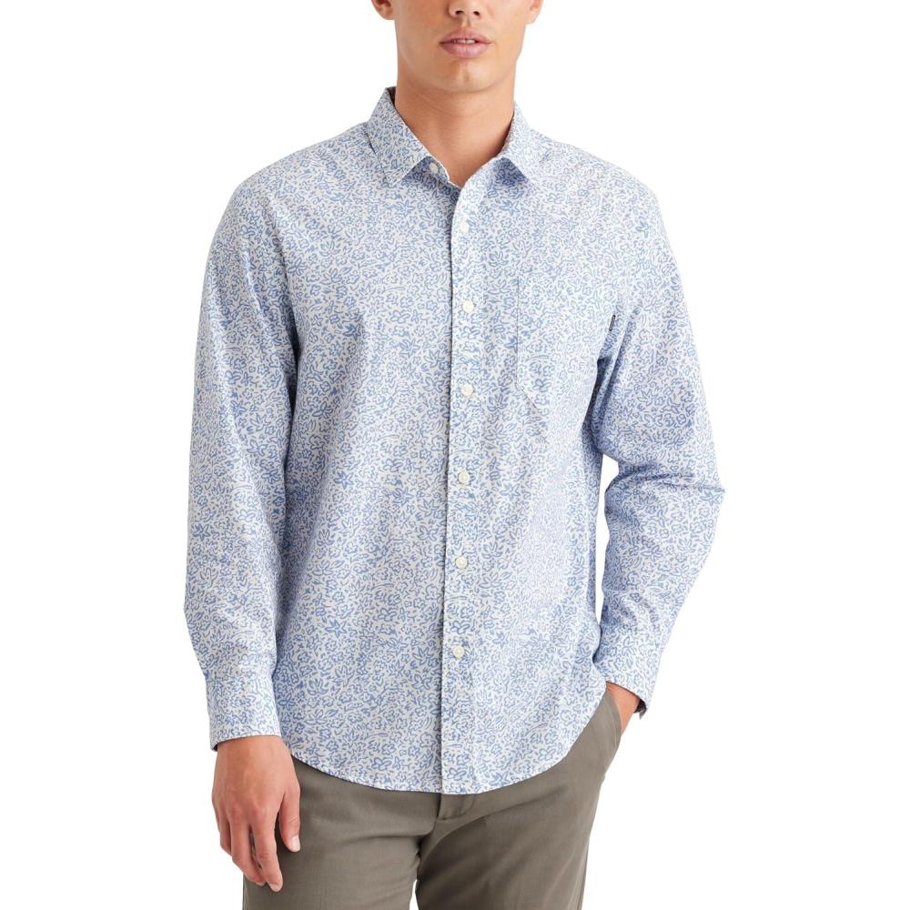 imageDockers Mens Regular Fit Long Sleeve Casual Shirt Regular and Big ampamp TallGrove Floral Bel Air Blue
