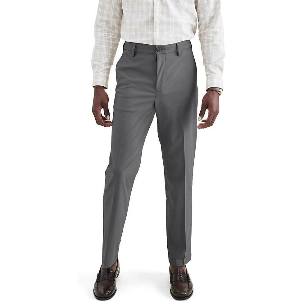 imageDockers Mens Signature Go Straight Fit Khaki Smart 360 Tech Pants Regular and Big ampamp TallCar Park Grey
