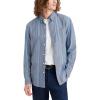 Dockers Men’s Regular Fit Long Sleeve Casual Shirt (Regular and Big & Tall)(Dune Oxford Vintage Indigo Stripe)
