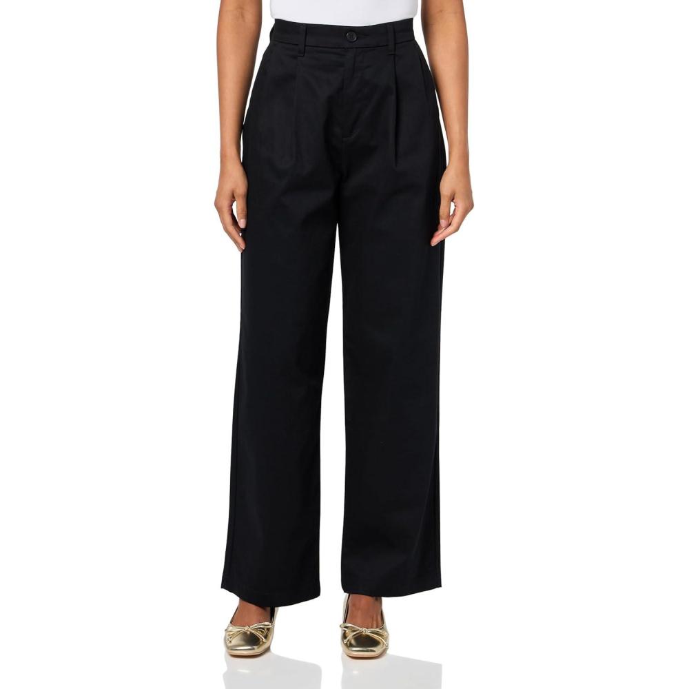 imageDOCKERS Womens Womens Signature Pleated Khaki High Wide with Stain DefenderBeautiful Black