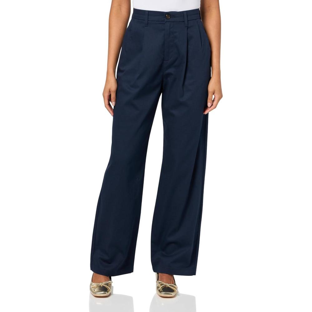 imageDOCKERS Womens Womens Signature Pleated Khaki High Wide with Stain DefenderNavy Blazer