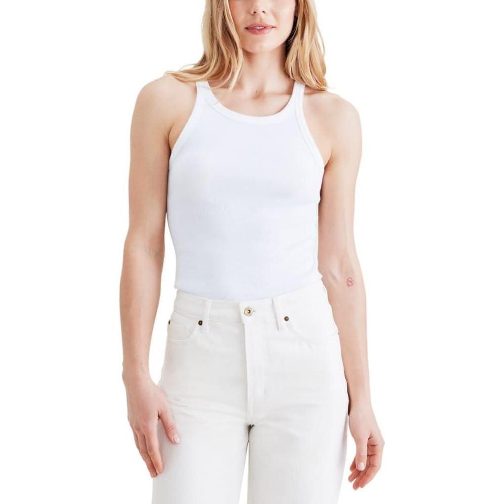 imageDOCKERS Womens Slim Favorite Knit Tank Top ShirtLucent White Rib