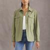 DOCKERS Womens Relaxed Fit Long Sleeve Shirt Jacket(Camo Green (Canvas))