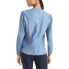 Dockers Women’s Classic Fit Long Sleeve V-Neck Shirt(Light Wash Blue – Chambray Print (Twill))