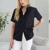 Dockers Womens Regular Fit Short Sleeve Button Down Shirt(Beautiful Black (Poplin))