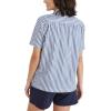 Dockers Womens Regular Fit Short Sleeve Button Down Shirt(Oceanview Blue – Carpinteria Stripe (Poplin))