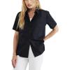 Dockers Womens Regular Fit Short Sleeve Button Down Shirt(Beautiful Black (Poplin))