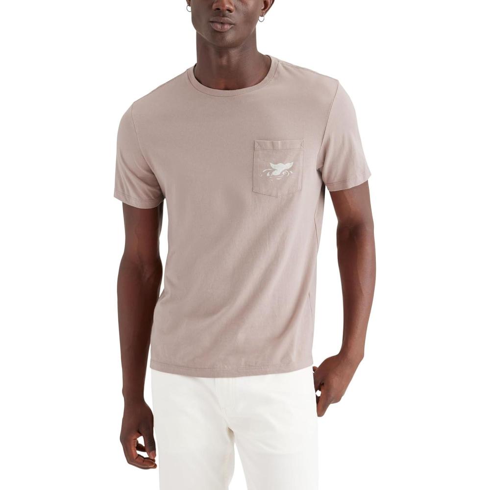 imageDockers Mens Slim Fit Short Sleeve Graphic Tee ShirtFluke Pocket Fawn