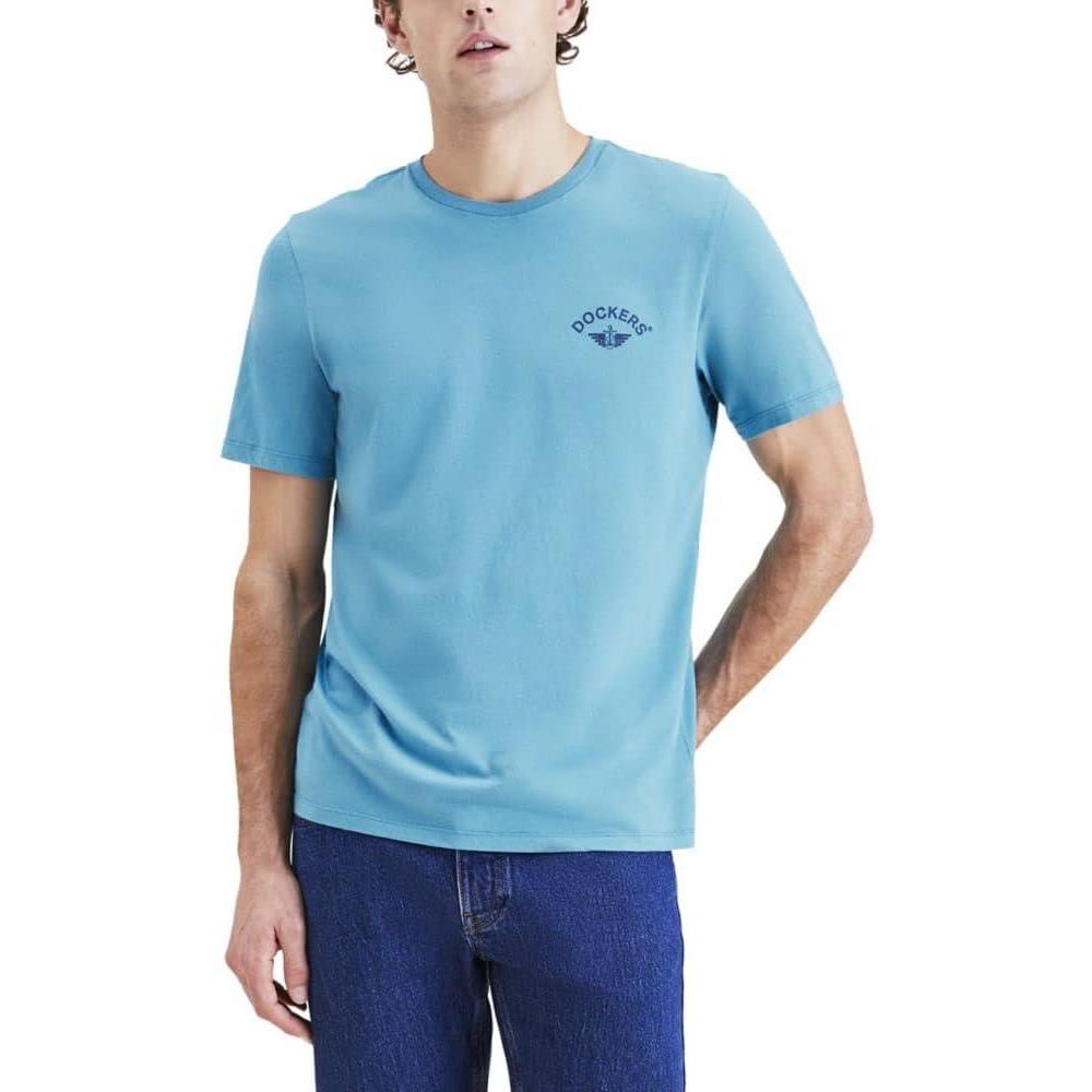 imageDockers Mens Slim Fit Short Sleeve Graphic Tee ShirtNavagio Bay Blue