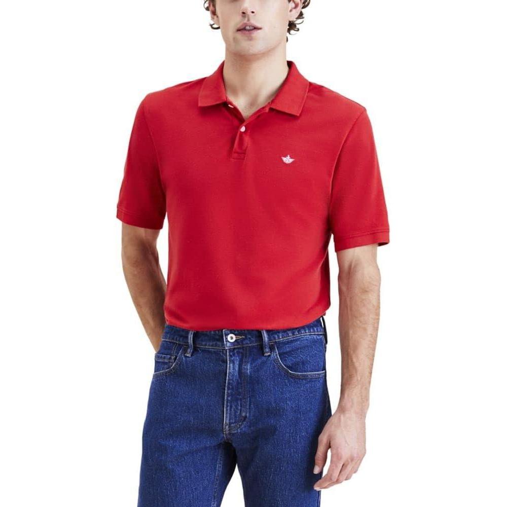 imageSlim Fit Ribbed PoloCherry Bomb Red