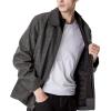 DOCKERS Men’s Wool Blend Zip Up Jacket with Quilted Bib(Charcoal Herringbone)