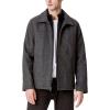 DOCKERS Men’s Wool Blend Zip Up Jacket with Quilted Bib(Charcoal Herringbone)