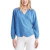 Dockers Womens Regular Fit Long Sleeve Flowy Blouse Shirt(Coronado Light Blue Rinse (Twill))