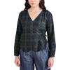 Dockers Womens Regular Fit Long Sleeve Flowy Blouse Shirt(Navy Blazer – Monclair Plaid (Twill))