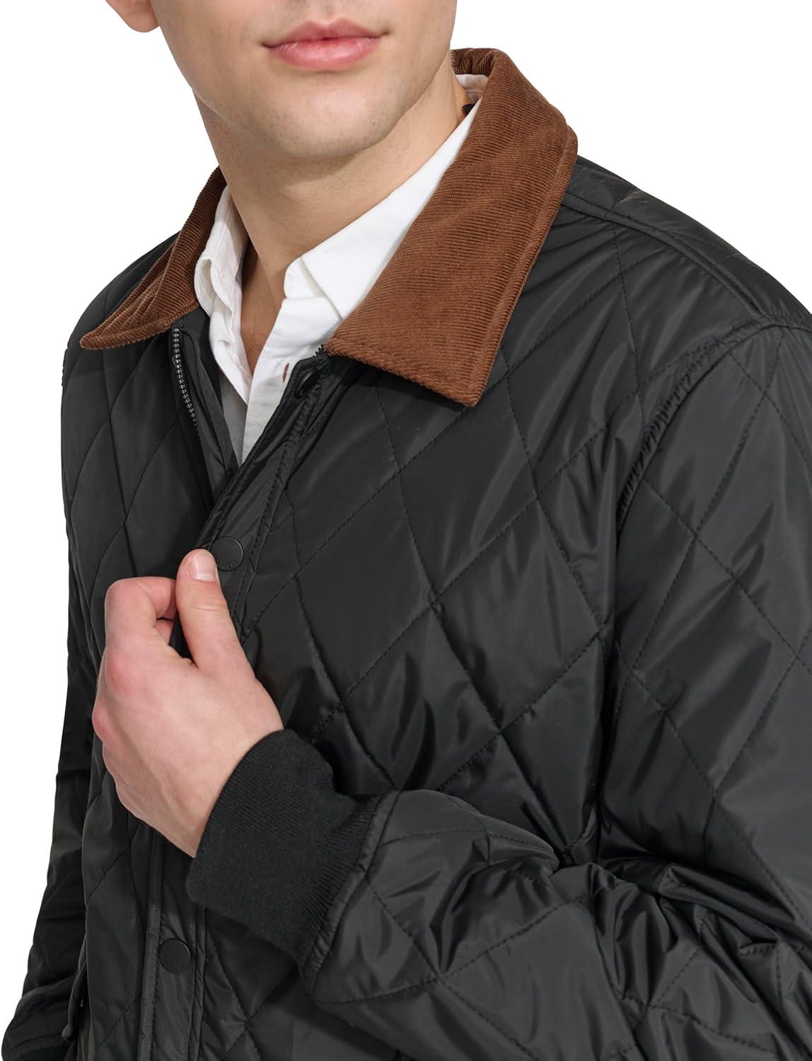 imageDOCKERS mens Diamond Quilted Jacket With Corduroy CollarBlack