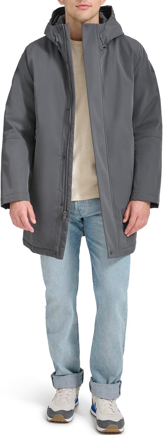 imageDOCKERS mens Softshell Midlength Hooded City CoatAsphalt