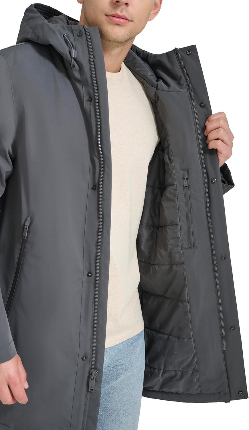 imageDOCKERS mens Softshell Midlength Hooded City CoatAsphalt