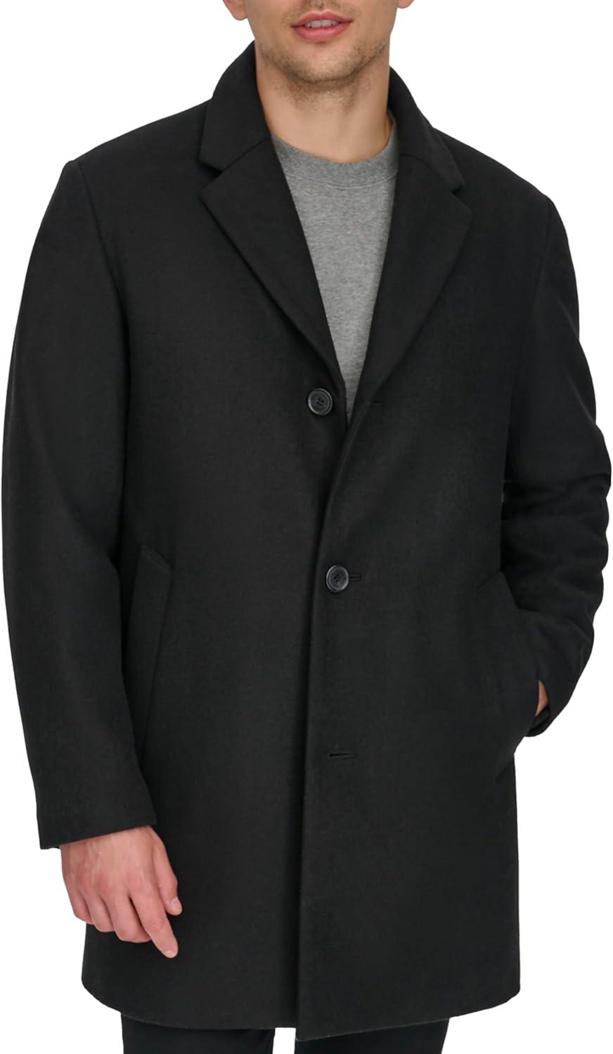 imageDOCKERS mens The Henry Wool Blend Top CoatBlack With Scarf